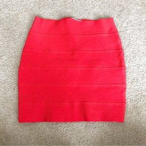 Bright Coral Bandage Mini Skirt